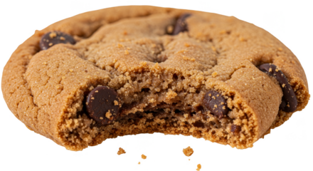 Delicious Bitten Chocolate Chip Cookie Food Isolated Transparent Background