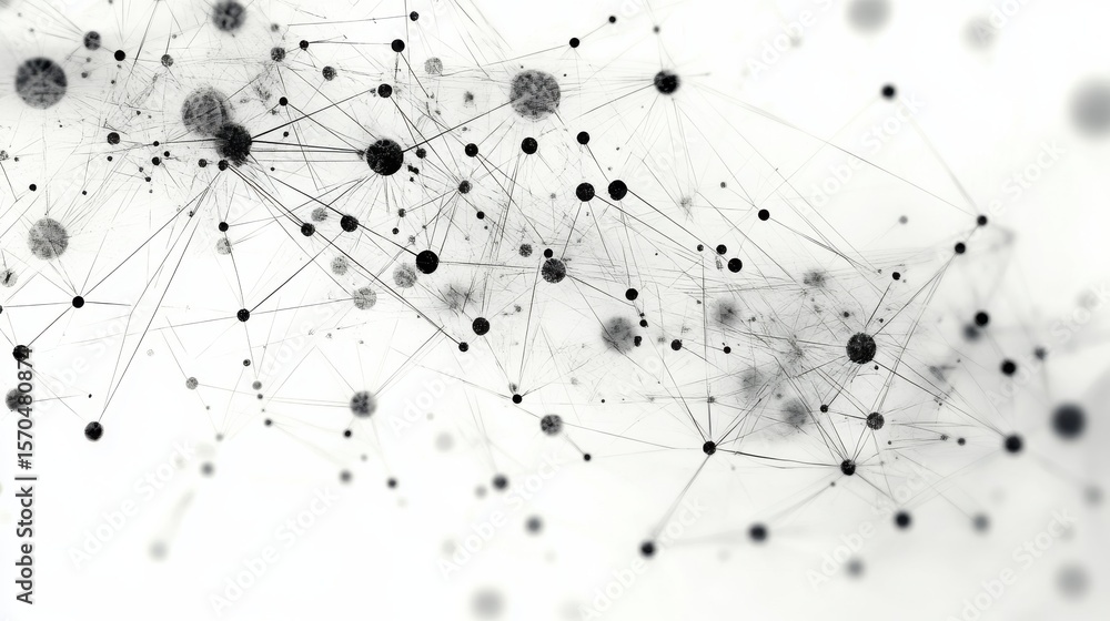 Poster abstract digital network connection with many nodes and lines