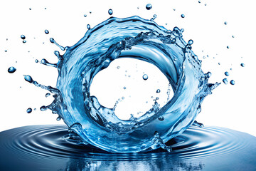 Dynamic Water Splash with Ripples on Transparent Background
