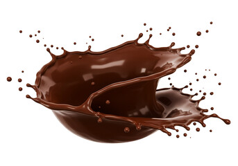 Dynamic Chocolate Splash Liquid Brown Sweet Drink Isolated Background
