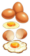 Eggs Nutrition Illustration Raw Yolk Breakfast Cooking Protein Food