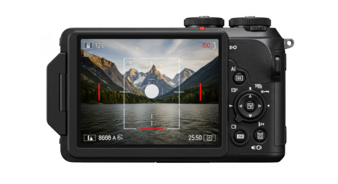 Digital Camera Captures Mountain Landscape Photo Electronics Technology