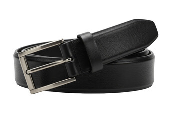Elegant Black Leather Belt Fashion Accessory Isolated Background