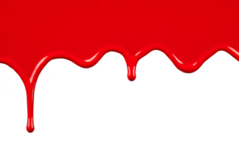 Dripping Red Paint Liquid Flow on Transparent Background Design Element