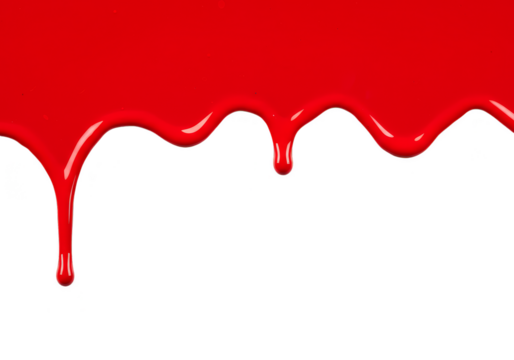 Dripping Red Paint Liquid Flow on Transparent Background Design Element