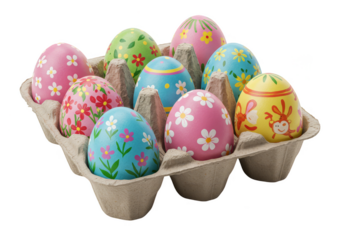 Easter Eggs Illustration Painted with Floral Colorful Holiday Ornaments