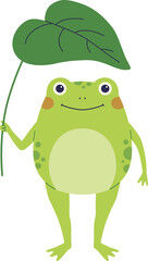Frog Holding Leaf Umbrella

