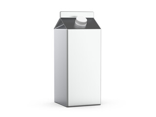 Metallic carton box packaging template for milk, juice and other beverages, 3d illustration