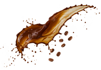 Dynamic Coffee Splash Liquid Motion on Transparent Background Delicious