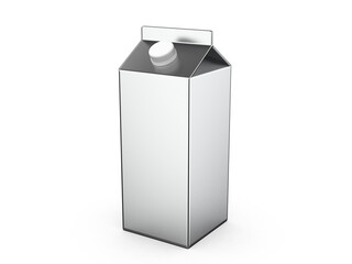Metallic carton box packaging template for milk, juice and other beverages, 3d illustration
