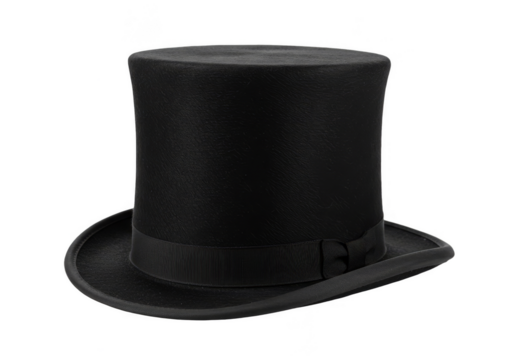 Elegant Black Top Hat Fashionable Headwear Classic Style PNG - Powered by Adobe