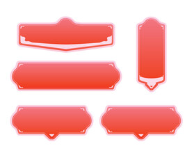 Neon Red Retro Futuristic Game Tag Set for User Interface