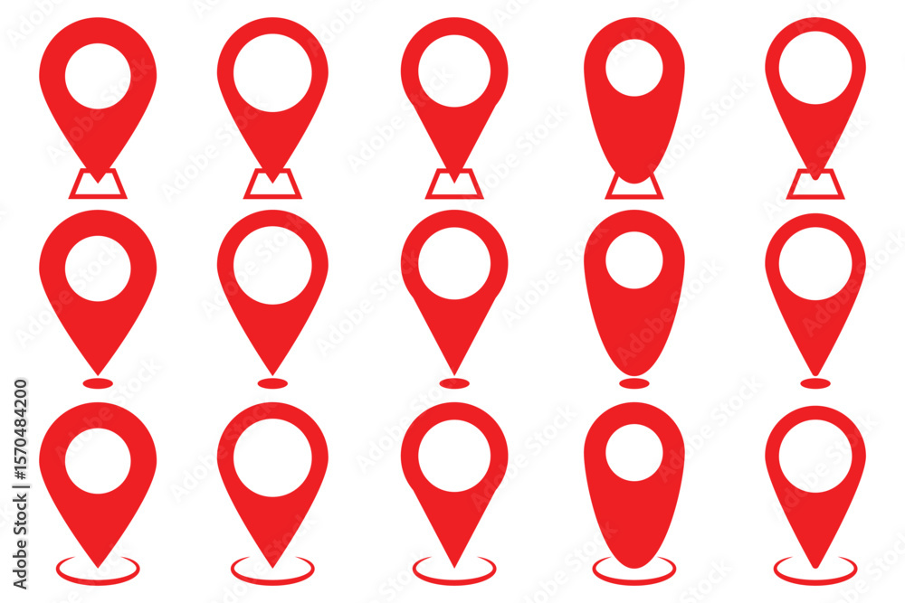 Poster set of red map pin icons. design can use for web and mobile app. location icon. map pin icon. locati