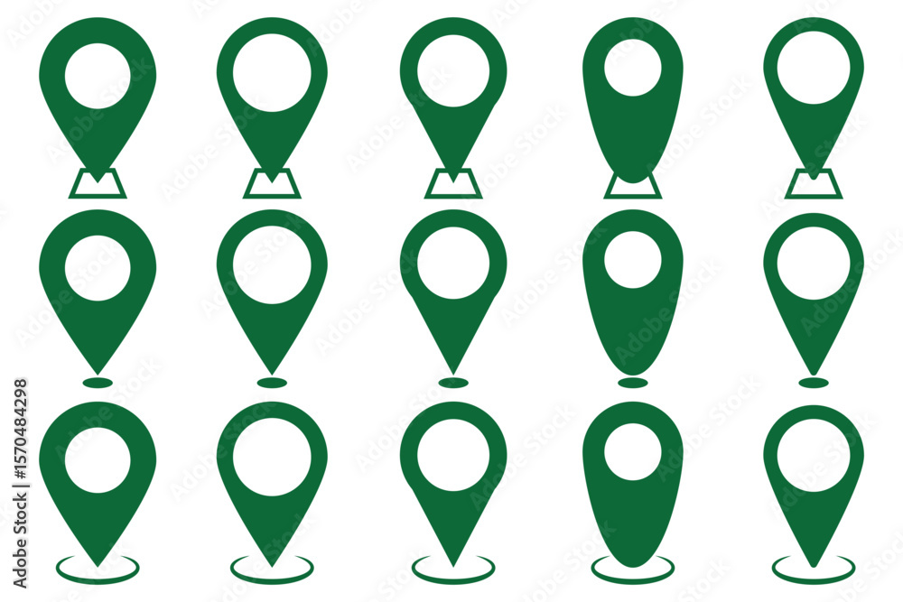 Poster location map pin icons set. modern map marker collection. pinpoint. location pin icon. map pin place