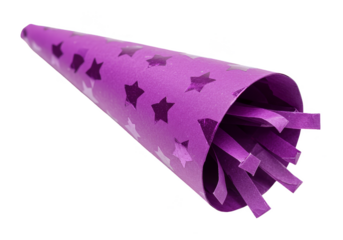 Festive Purple Party Popper with Star Confetti Transparent Background