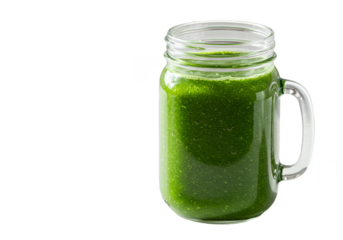 Fresh Green Smoothie in Glass Jar Transparent Background