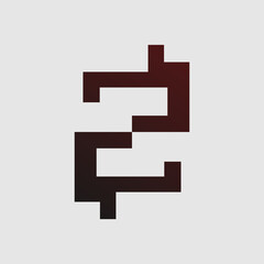 Obraz premium Minimalist CZ initial monogram logo in abstract block style with dark gradient tones, perfect for branding, tech startups, or creative industries.