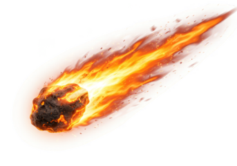 Fiery Comet Illustration Isolated on Transparent Background