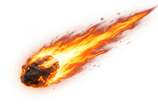 Fiery Comet Illustration Isolated on Transparent Background