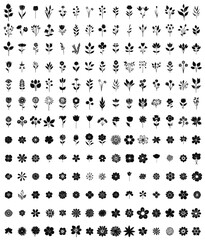 190+flower and leaf silhouette vector set 