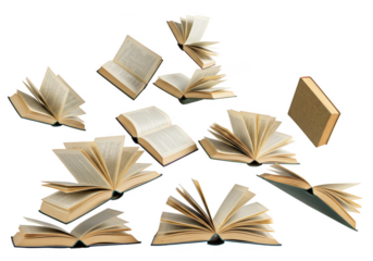 Flying Books Isolated on Transparent Background Education Literature