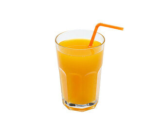 Glass of Orange Juice with Straw PNG Transparent Background