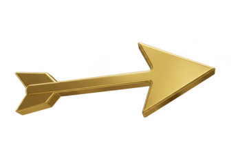 Gold Arrow Pointing Right Direction Metallic Shiny Symbol Pointer