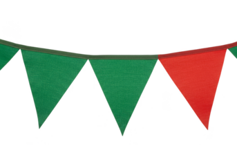 Festive Bunting Banner Green and Red Triangle Flag Transparent