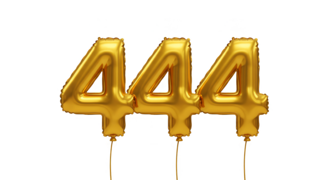 Gold Balloon Number 444 for Party Celebration on Transparent