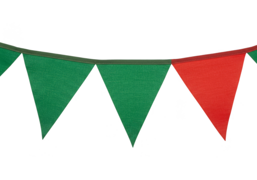 Festive Bunting Banner Green and Red Triangle Flag Transparent - Powered by Adobe