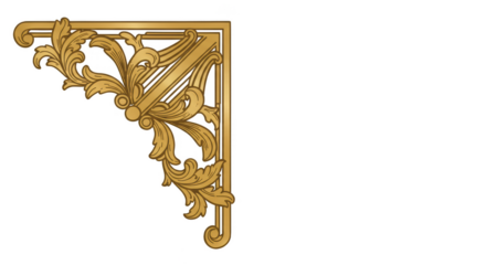 Gold Floral Corner Ornament Vintage Frame Decoration on Transparent