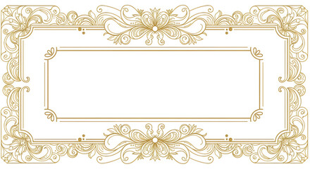 Gold Frame Border Ornate Decorative Vintage Floral Invitation Design