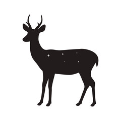 Deer Silhouette Isolated on White Background
