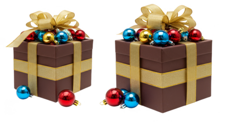 Gleaming Gift Boxes Celebration Ornament Transparent Background PNG