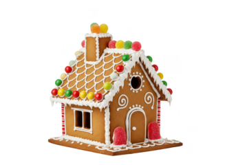 Festive Gingerbread House Isolated Transparent PNG for Christmas Holiday
