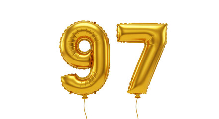 Gold Balloons Ninety-Seven Number 97 for Birthday Party Celebration