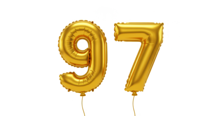 Gold Balloons Ninety-Seven Number 97 for Birthday Party Celebration
