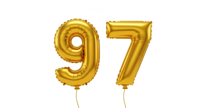 Gold Balloons Ninety-Seven Number 97 for Birthday Party Celebration