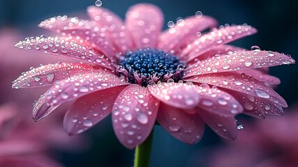 Beautiful pink daisy flower with water droplets, captivating floral beauty for creative projects - Powered by Adobe