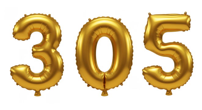 Golden Balloons Number 305 Celebration Anniversary Party Decoration