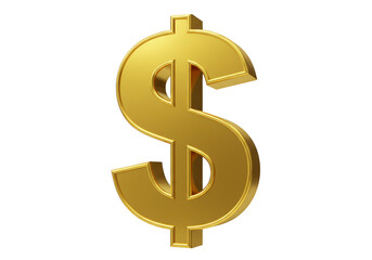Fototapeta premium Golden Dollar Sign Currency Symbol Finance Investment Transparent Background