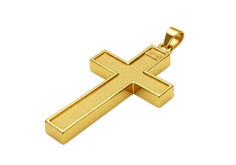 Golden Cross Pendant Isolated Gold Religious Symbol Faith Jewel