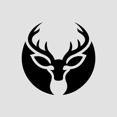 Single color deer head silhouette icon for nature-based use
