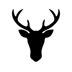 Naklejka premium Single color deer head silhouette icon for nature-based use