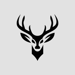 Single color deer head silhouette icon for nature-based use