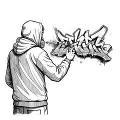 Graffiti Artist Spraying Paint Urban Art Illustration Transparent PNG