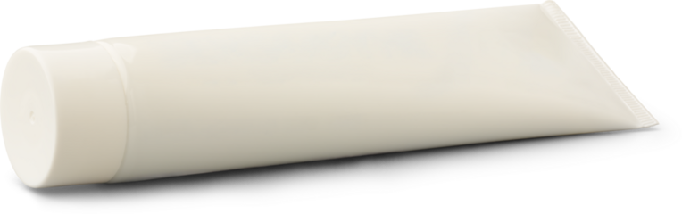 closed long toothpaste tube with cap isolated white background, mock-up template of glue, cream, gel or shampoo, blank package or medicine or cosmetics concept