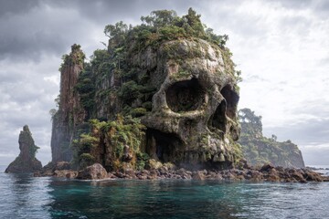 Skull Island: Beautiful Island Landscape Atop Giant Skull in the Sea