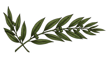 Green Olive Branch Foliage Transparent Illustration Design Element