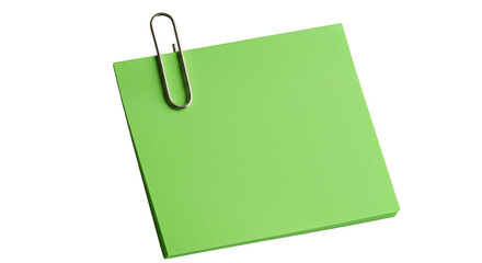 Green Note Paper Memo with Metal Clip Isolated Transparent PNG